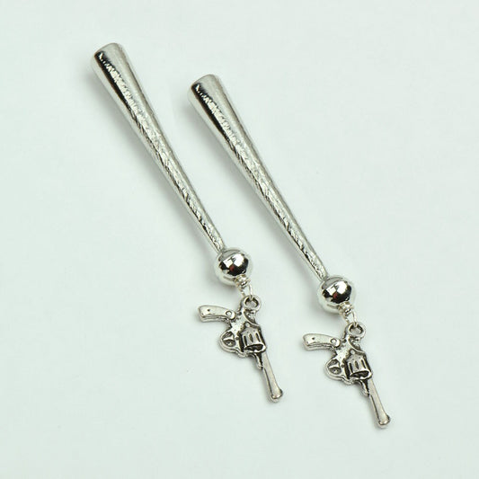 Pistol Gun Bolo Tips, silver finish, Made in USA, Pair of 2
