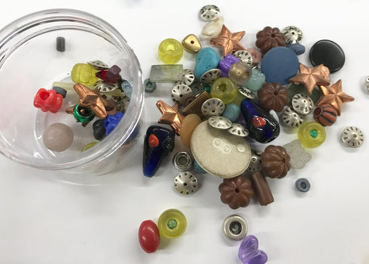 Vintage Bead Mix: Czech Glass Beads, Metal, SemiPrecious & Lucite, 2.5 ounce package