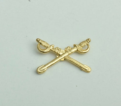 Crossed Sword lapel pin, made in USA, Hamilton Gold plated, pack of 2