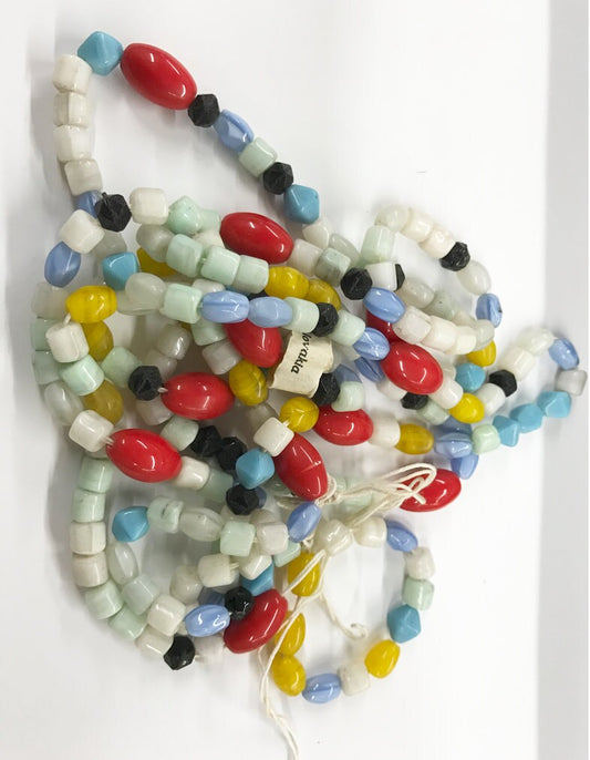 Vintage 1930's Czechoslavakian Glass Beads, multi color, 54 inch Strand
