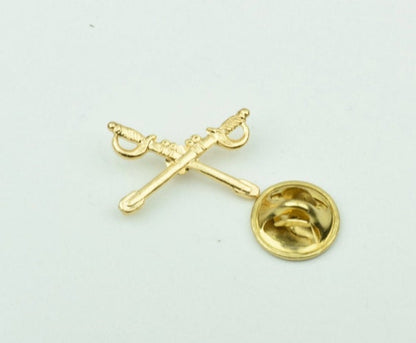 Crossed Sword lapel pin, made in USA, Hamilton Gold plated, pack of 2