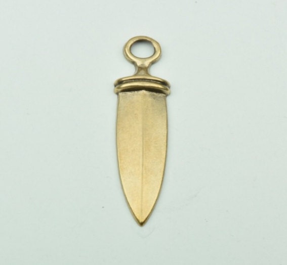 Knife  Charm or Pendant, antique gold, Made in USA, pack of 3