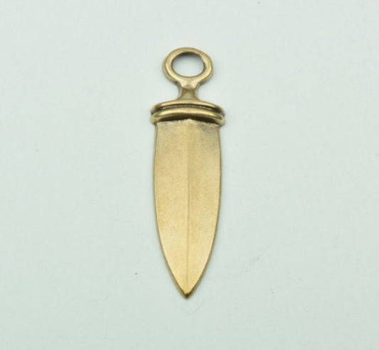 Knife  Charm or Pendant, antique gold, Made in USA, pack of 3