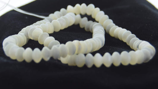 Mother of pearl Beads, white rondelle beads, 6mm x 4mm, 16" strand
