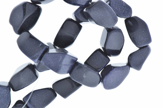 Blue Goldstone Chip Semi precious beads, 13mm x 23mm, 36 inch Strand