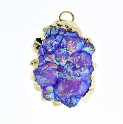 Agate Pendant with gold leaf borders, purple or white, Each