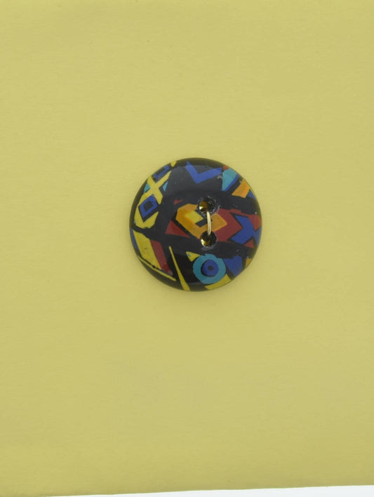 Vintage Button, 2 hole, 19mm, fiesta pattern, made in Germany, pack of 4