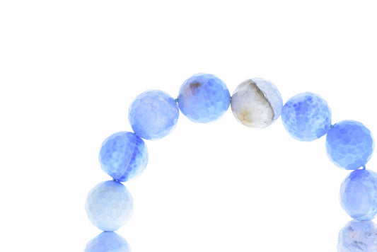 Blue   agate faceted beads 16mm, sold by strand 16 inches 9305