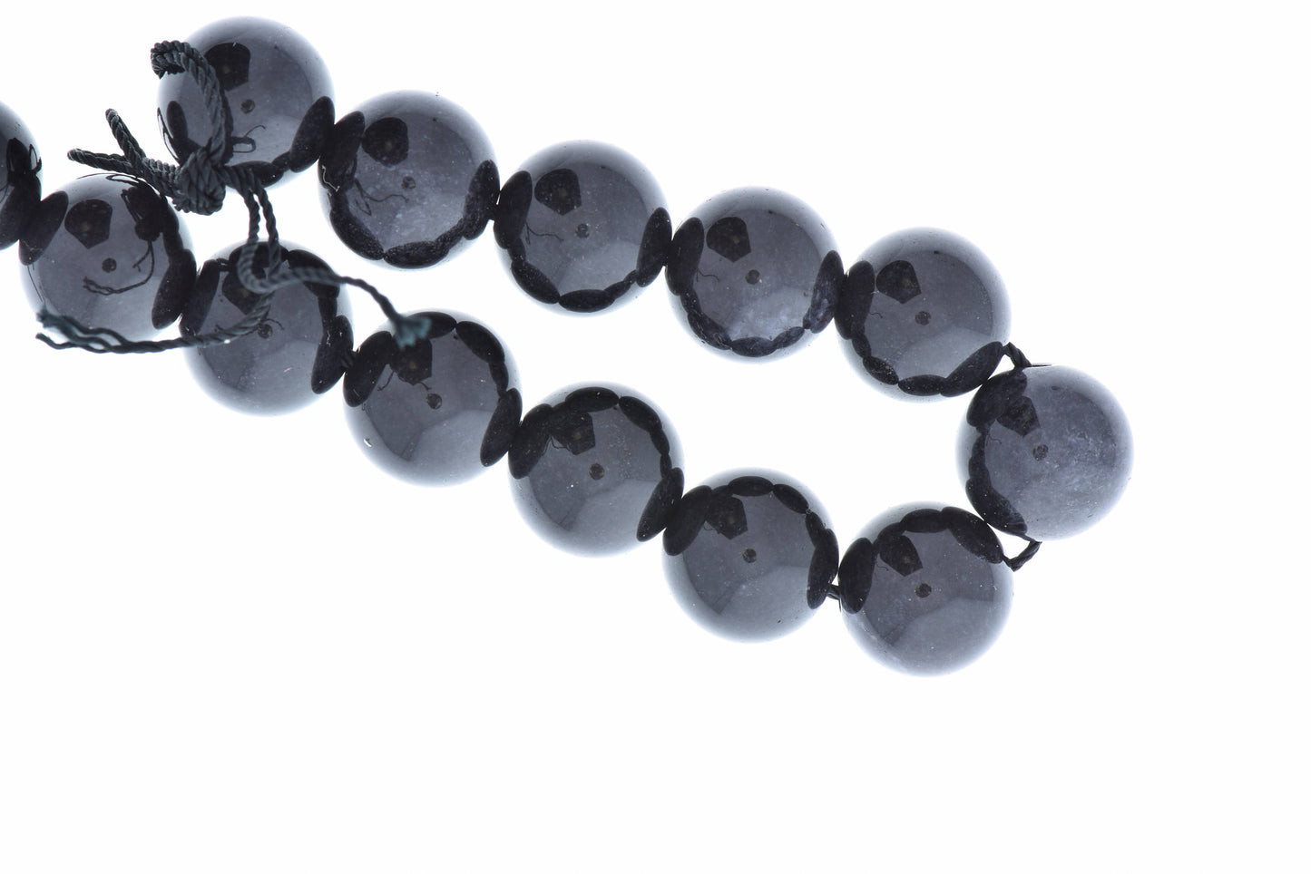Black dyed jade beads, semiprecious round, 14mm, pack of 13