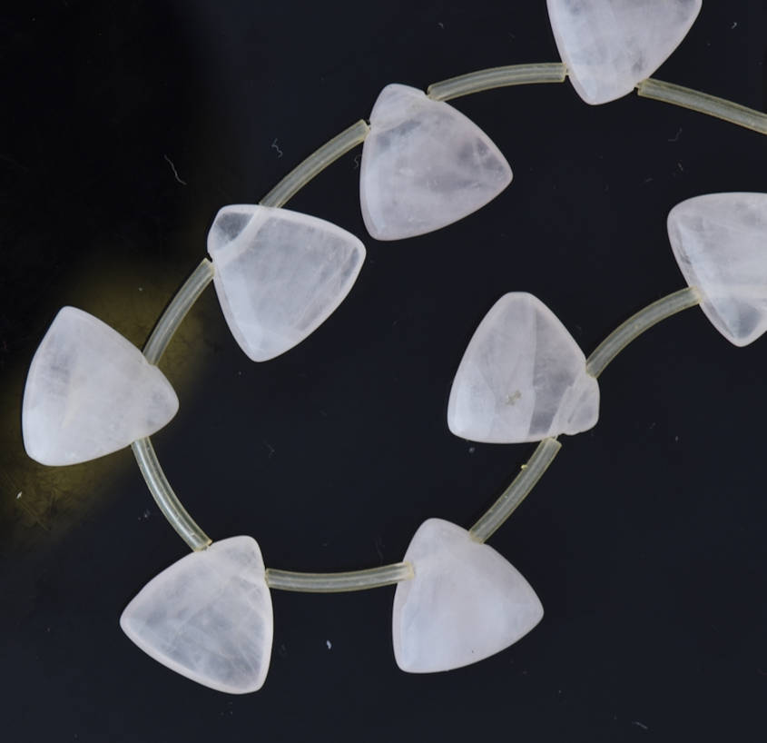 Rose Quartz 13mm Briolette Beads, Triangle shape, 25 beads per strand