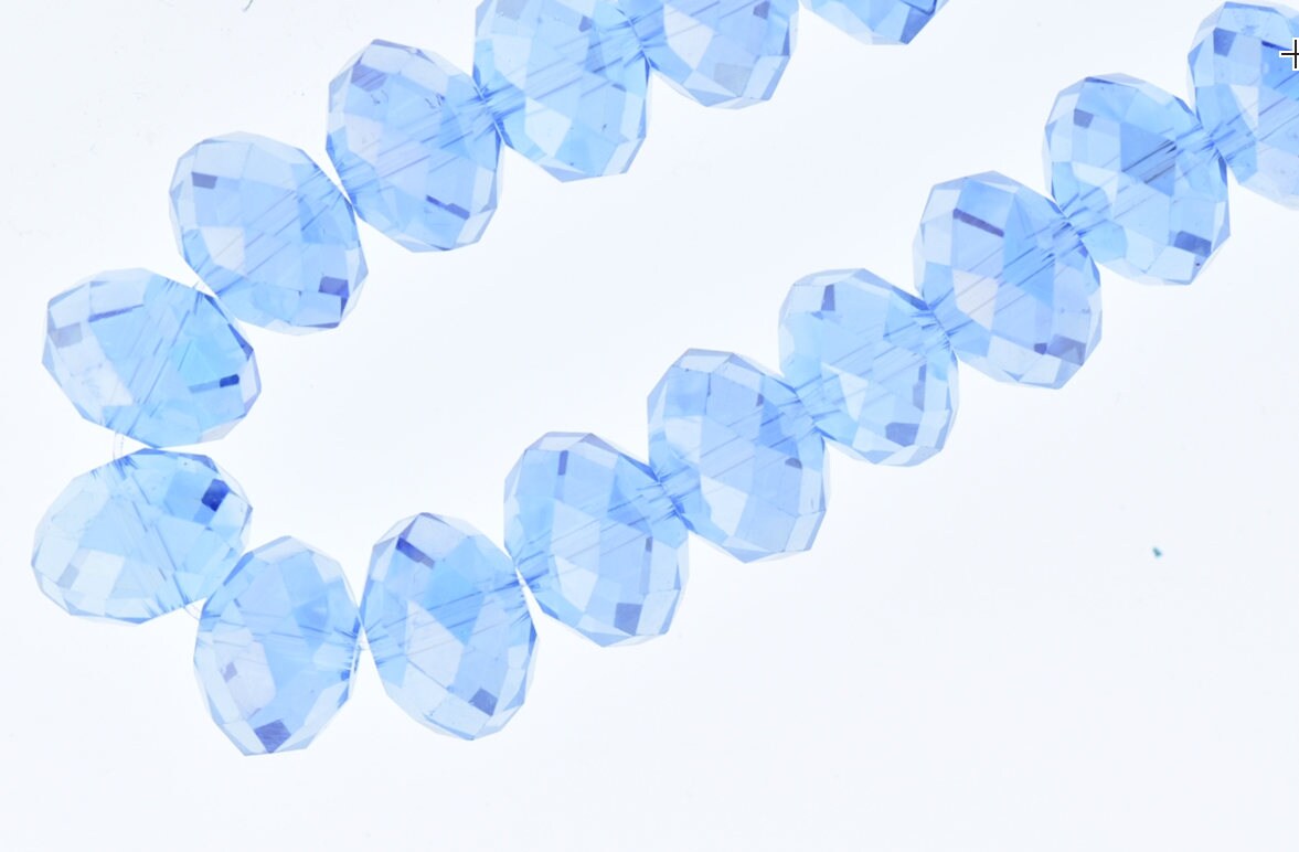 Faceted French Blue Crystal Beads, Rondelle shape, 10mm x 9mm, 16" strand