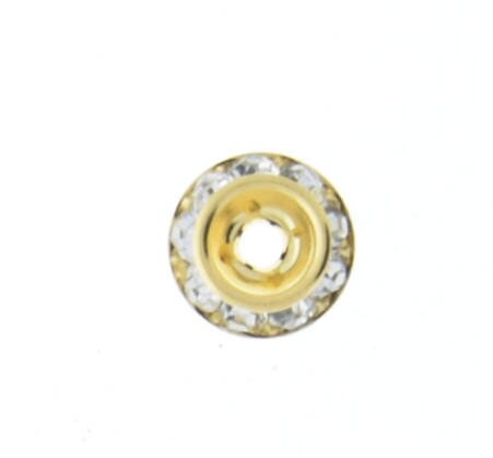 Swarovski rhinestone rondelles, 8mm, crystal, gold plated, each