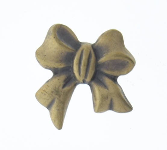 Vintage Bow Charm, 19x20mm Bow, Antique Gold, Made in USA, pack of 3