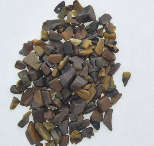 Red Tiger Eye Natural Stone Chips for Mosaics, no hole, assorted sized chips,  1/2 Ounce