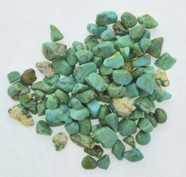 Green Turquoise Mosaic Chips, assorted size, one-half ounce