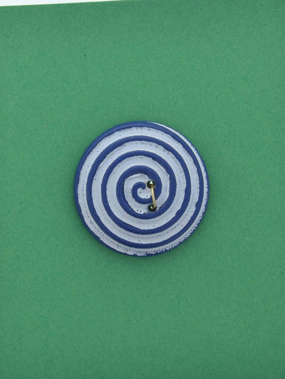 26mm Vintage Spiral Button, 2 hole,  Blue with white or gold, made in Germany, pack of 4