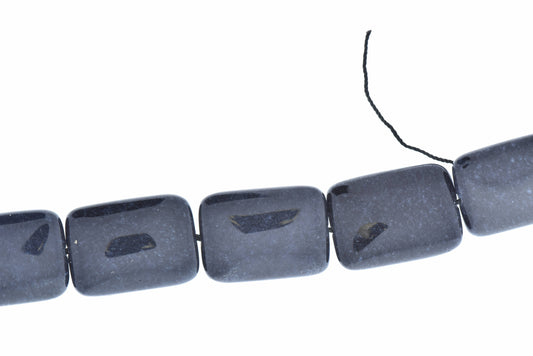 Jet Black Jade Beads, 25x18mm cushion rectangle, Semi-precious, pack of 7 beads