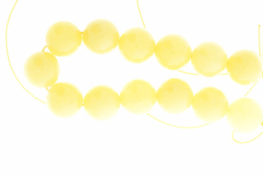 Yellow dyed jade beads, round, 14mm, 09148.25