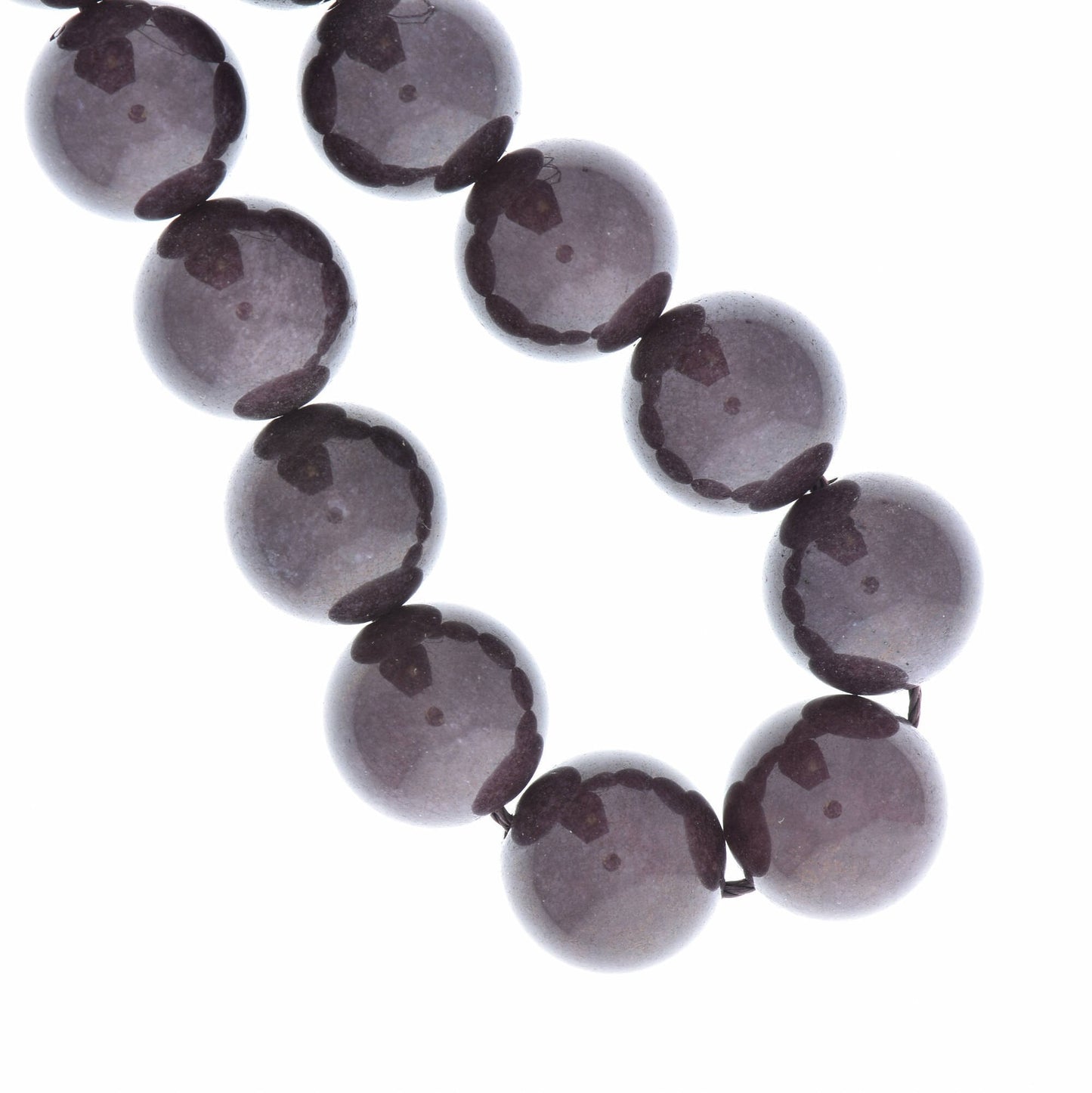 Brown dyed jade beads, round, 14mm, strand