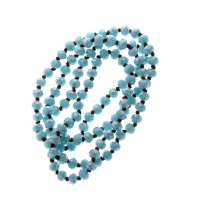 Hand knotted Faceted Crystal Necklaces, 8mm rondelle crystal beads, 36" length, per color, each