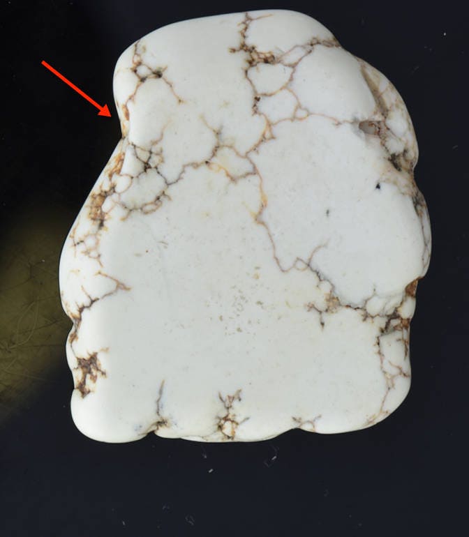 44mm Natural White Stone Magnesite Matrix Pendant, natural stone sliced, hole through top, Each