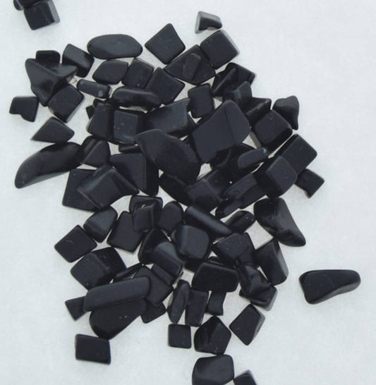 Black Chips for Mosaic Jewelry and Crafts, no hole, assorted sized chips,  1/2 ounce