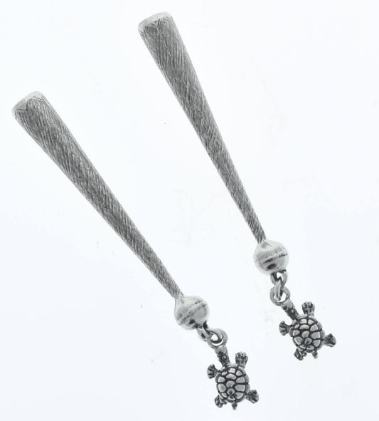 Sea Turtle Bolo Tips, antique silver, Made in USA, Set of 2