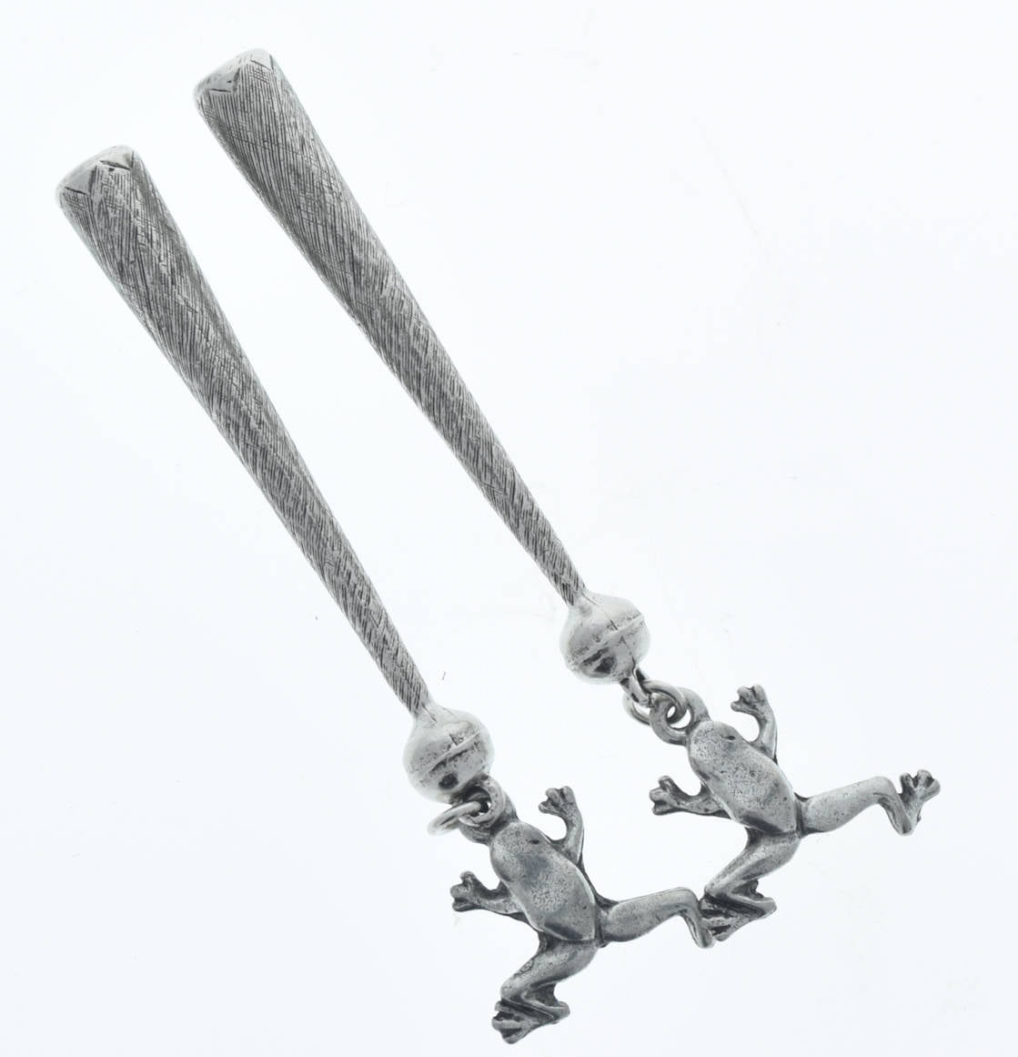 Frog Bolo Tips, antique silver, Set of 2