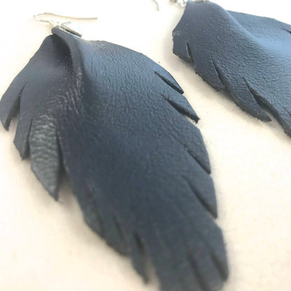 Feather Earrings - Fringed Leather Earrings - Big Earrings - Leather Dangle Earrings - 7 colors