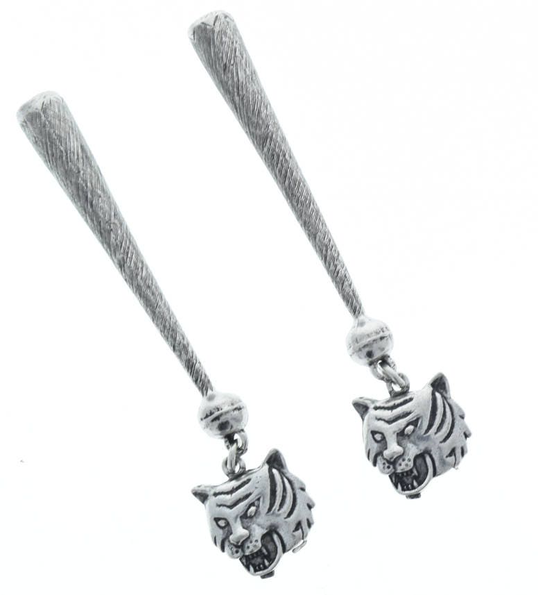 Tiger HeadBolo Tips, antique silver, HandMade in USA, Set of 2