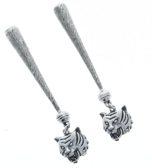 Tiger HeadBolo Tips, antique silver, HandMade in USA, Set of 2