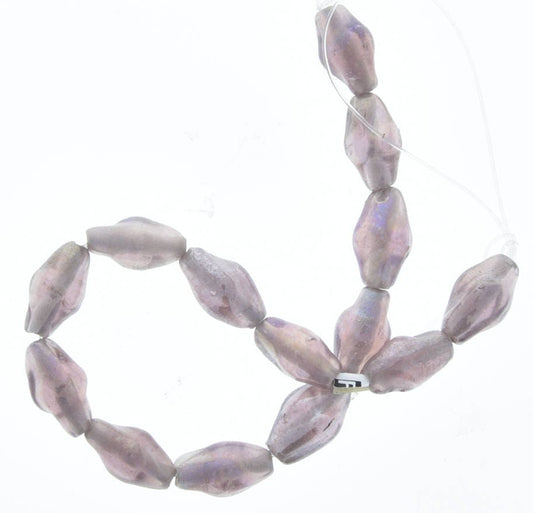 Glass fired beads 13x7mm, Swirl Glass Beads-Light Amethyst Luster, strand