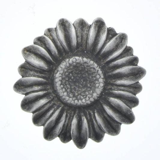 26mm Sunflower Stamping, Antique Silver, Made in USA, pack of 6