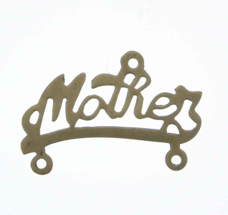 Mother connector charm pendant, 26x18mm, with 3 Rings, pack of 6