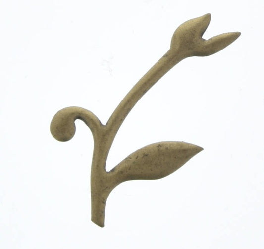 29x18mm Plant Flower Stem Leaves Stamping, Antique Gold, pack of 6