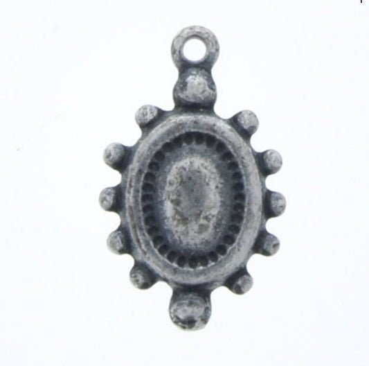 Etruscan Style Charms, Greek Inspired 16mm oval nubbed, antique silver or antique gold, made in USA, pack of 6