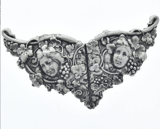 Art Deco Bacchus or Dionysus in a Grape Vines, Vintage Stamping, 4.75" L x 1.75"W, antique silver, Made in USA, Each