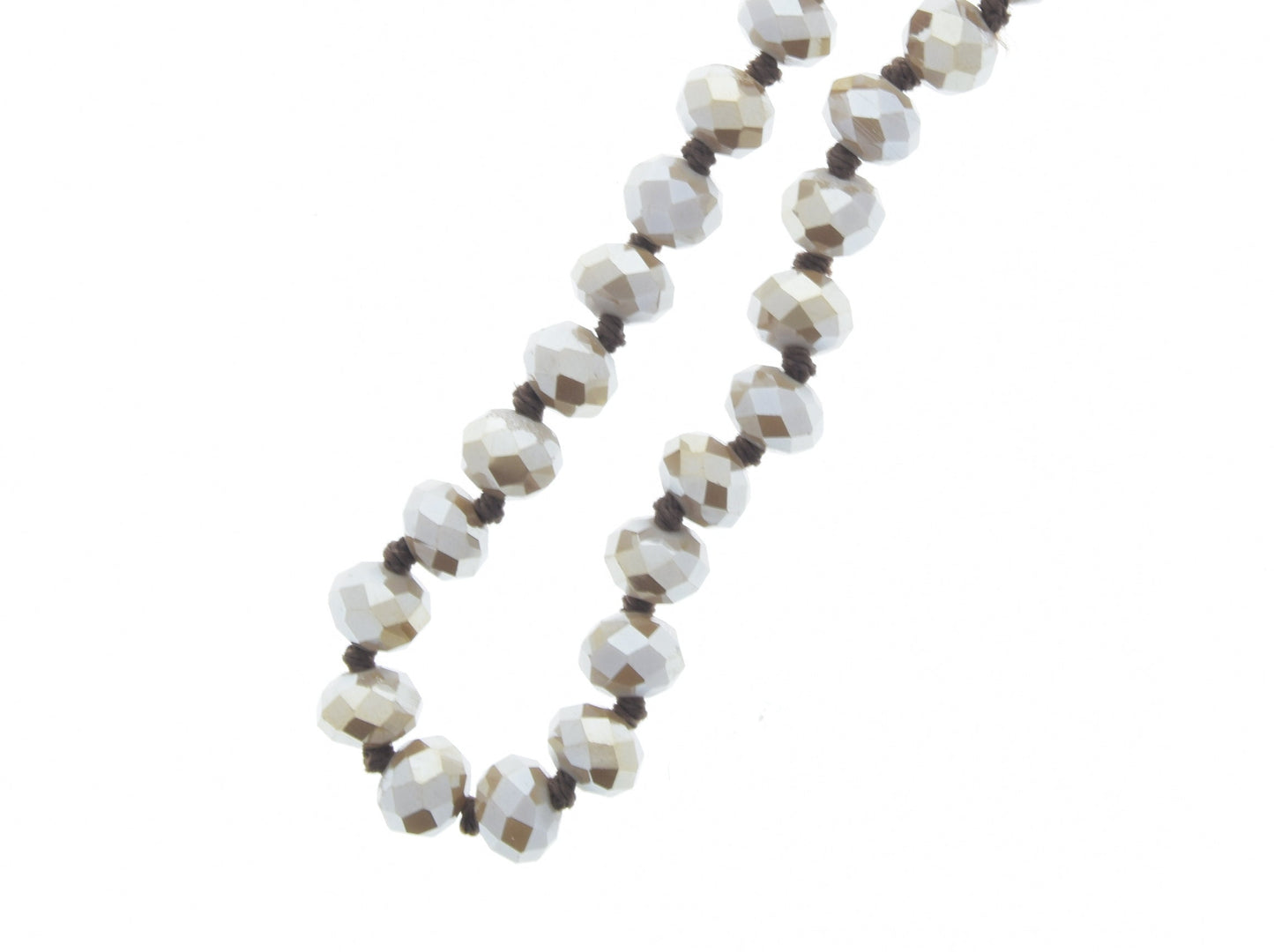 24" Crystal Bead Necklace, light brown faceted on hand knotted cord, Each