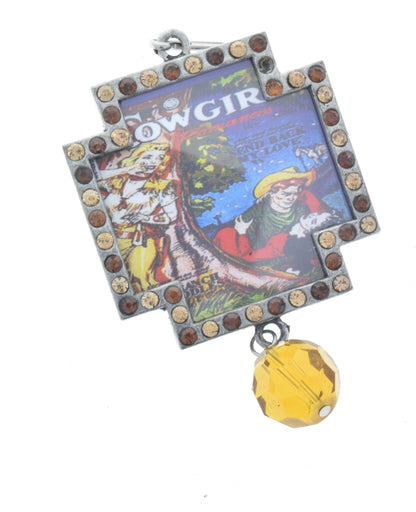 Vintage Cowgirl Art Crystal pendant, Multi, 48mm, Pack of 3