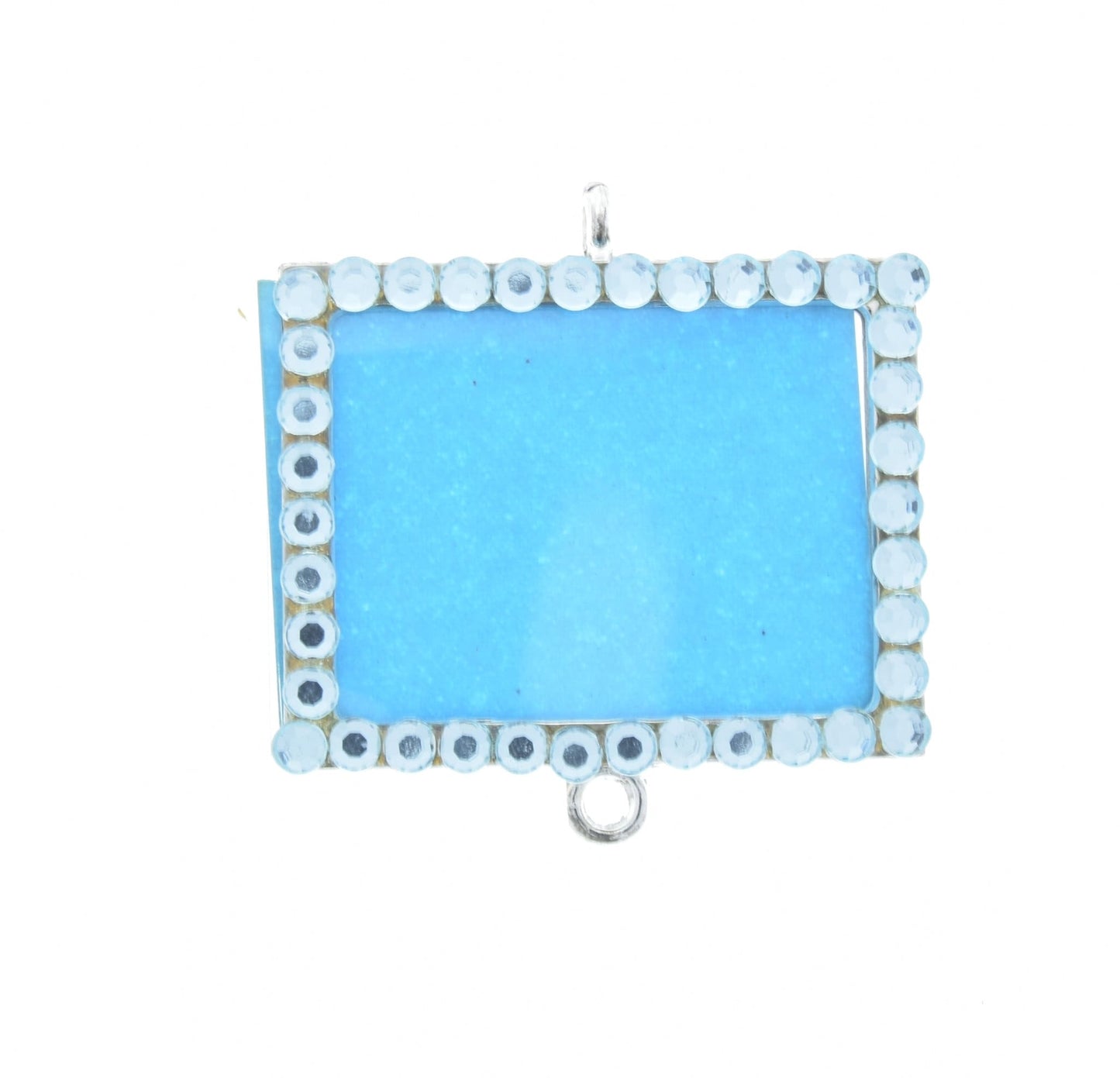 New Baby Clear Crystal Photo Frame Pendant, Add your own art, 46mm x 36mm silver rectangle, Pack of 3