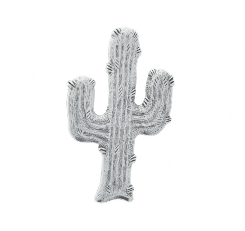 40mm Saguaro Cactus Charm Stamping, antique silver, Made in USA, pack of 6