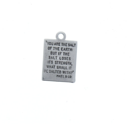 Vintage Bible Scripture "Salt of the Earth" Charm, Antique Silver or Antique Gold, Pack of 6