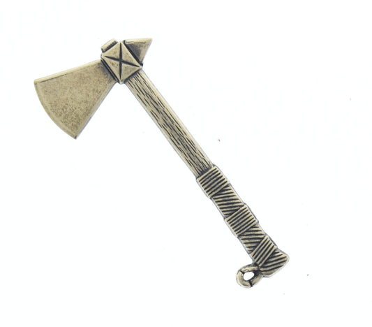 Axe Charm, antique gold, made in USA, 47mm, pack of 2