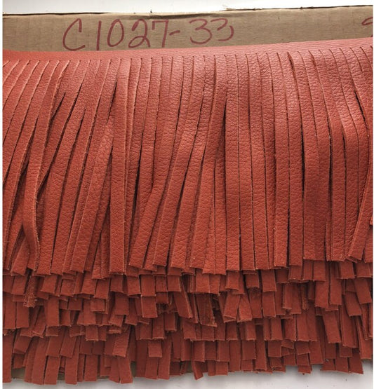 Light Orange Leather  Fringe for embellishment of purses, jackets or other accessories, (30 cm) Sold by the Foot