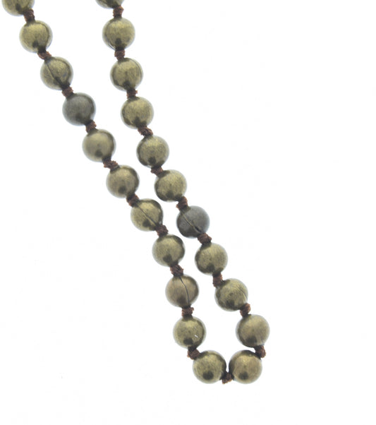 Hand knotted Brass metal necklace, 8mm, antique brass gold, 36" length, Each