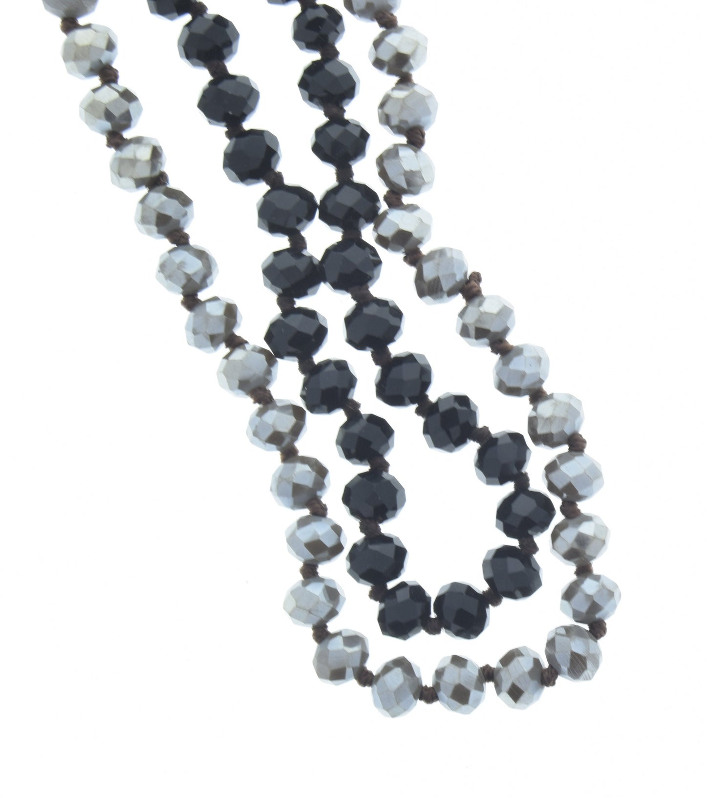 Hand knotted crystal Bead Necklace, 8mm faceted crystals, sold 36" lengths per color way, each