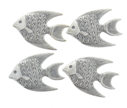 Button Covers, Vintage Fish, antique gold or antique silver, 30mm, Made in USA, Set of 4