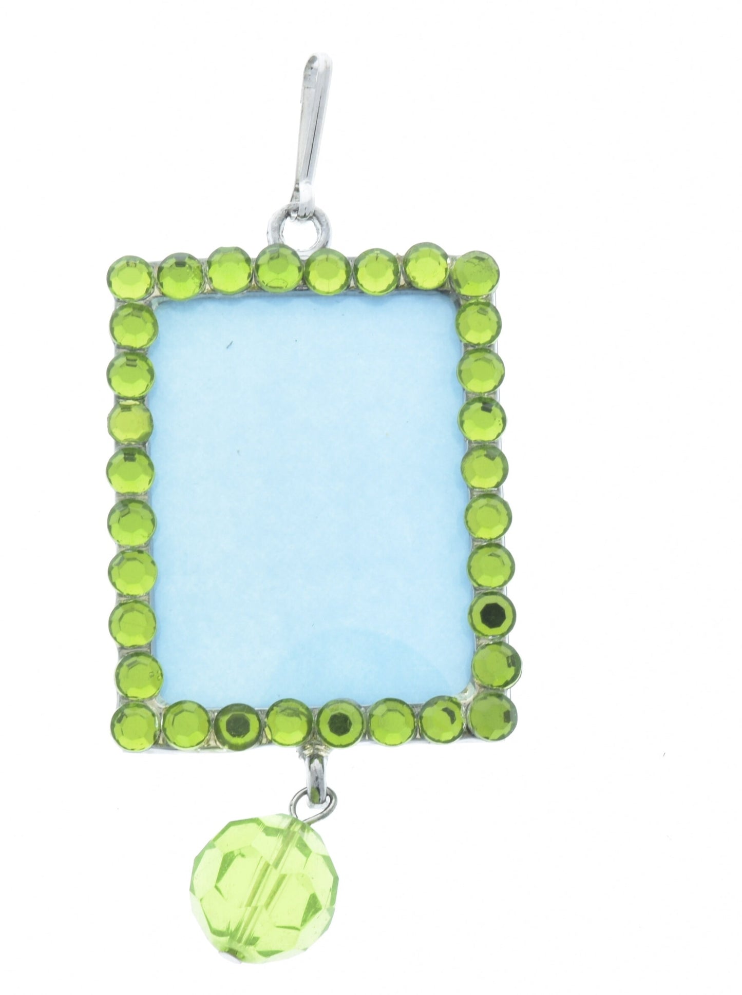 New Baby Green Crystal Photo Frame Pendant, Multi, Add your own art, 46mm x 37mm, Pack of 3