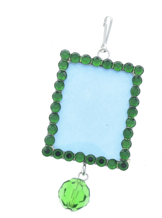 Green Crystal Photo Frame Pendant, Multi, Add your own art,  Pendant, 46mm x 37mm, Pack of 3