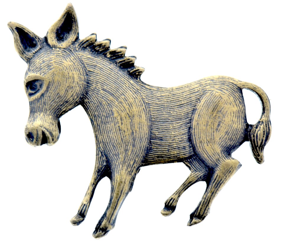 28mm Donkey Burro Metal Stamping, Antique Gold or Silver, Pack of 6